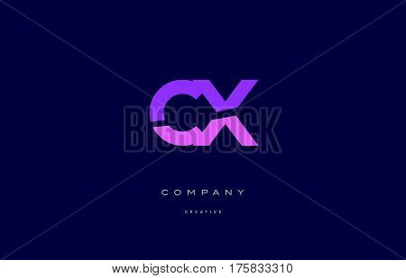 Cx C X  Pink Blue Alphabet Letter Logo Icon