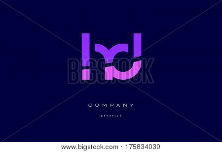 Hd H D  Pink Blue Alphabet Letter Logo Icon
