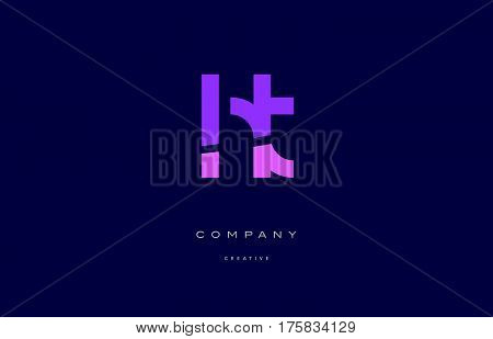 Ht H T  Pink Blue Alphabet Letter Logo Icon
