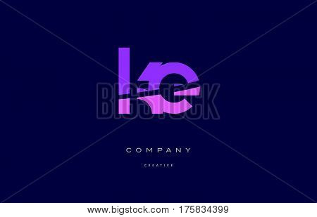 Ke K E  Pink Blue Alphabet Letter Logo Icon