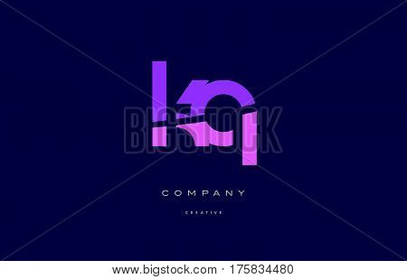 Kq K Q  Pink Blue Alphabet Letter Logo Icon