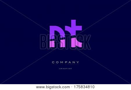 Mt M T  Pink Blue Alphabet Letter Logo Icon