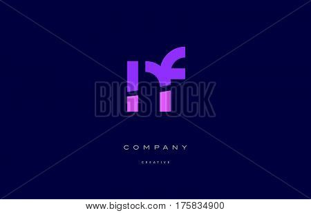 Nf N F  Pink Blue Alphabet Letter Logo Icon