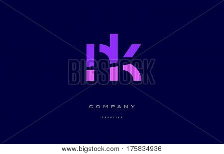 Nk N K  Pink Blue Alphabet Letter Logo Icon