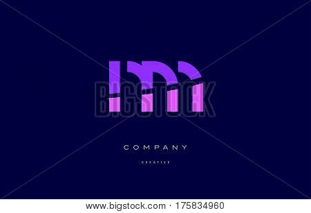 Nm N M  Pink Blue Alphabet Letter Logo Icon