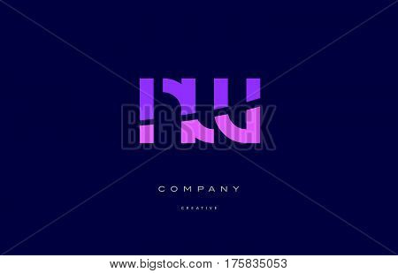 Nw N W  Pink Blue Alphabet Letter Logo Icon
