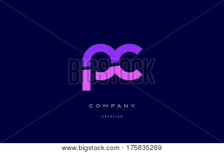Pc P C  Pink Blue Alphabet Letter Logo Icon
