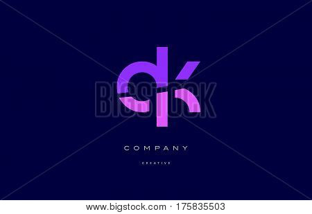 Qk Q K  Pink Blue Alphabet Letter Logo Icon