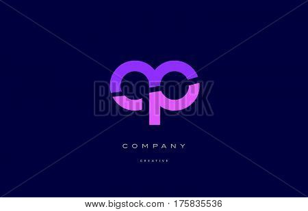 Qo Q O  Pink Blue Alphabet Letter Logo Icon