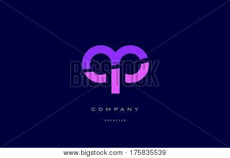 Qp Q P  Pink Blue Alphabet Letter Logo Icon