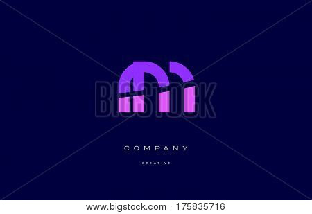 Rm R M  Pink Blue Alphabet Letter Logo Icon