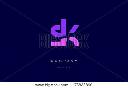 Sk S K  Pink Blue Alphabet Letter Logo Icon