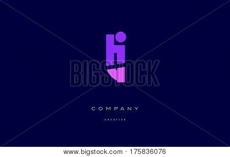 Ti T I  Pink Blue Alphabet Letter Logo Icon