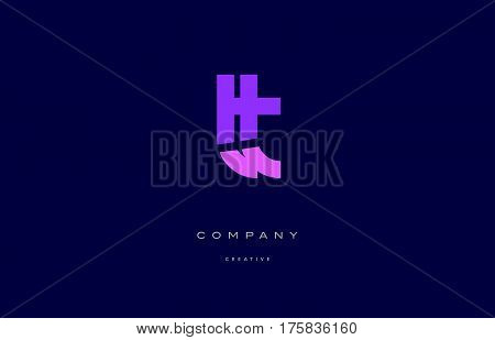 Tt T  Pink Blue Alphabet Letter Logo Icon
