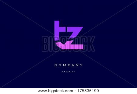 Tz T Z  Pink Blue Alphabet Letter Logo Icon