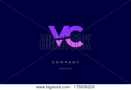 Vc V C  Pink Blue Alphabet Letter Logo Icon