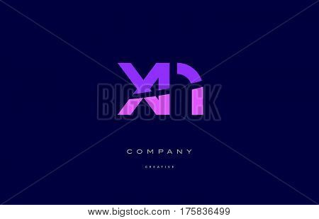Xn X N  Pink Blue Alphabet Letter Logo Icon