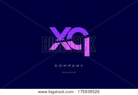 Xq X Q  Pink Blue Alphabet Letter Logo Icon
