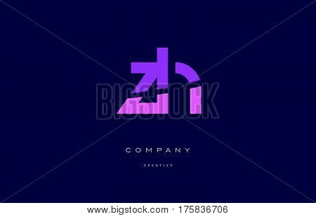 Zh Z H  Pink Blue Alphabet Letter Logo Icon