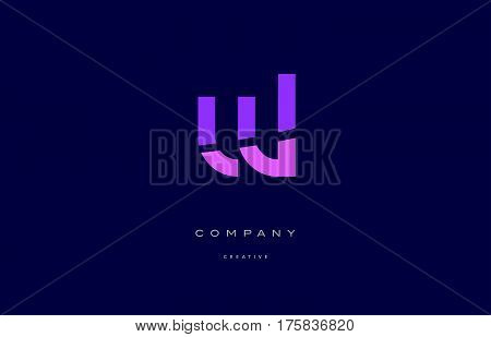 Wl W L  Pink Blue Alphabet Letter Logo Icon