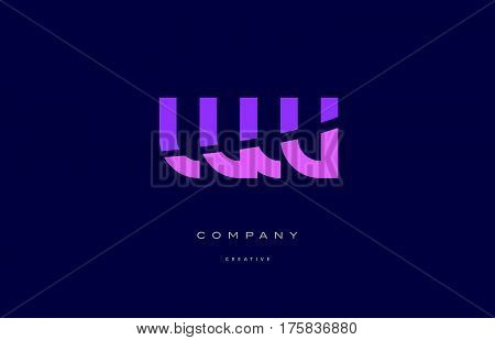 Ww W  Pink Blue Alphabet Letter Logo Icon