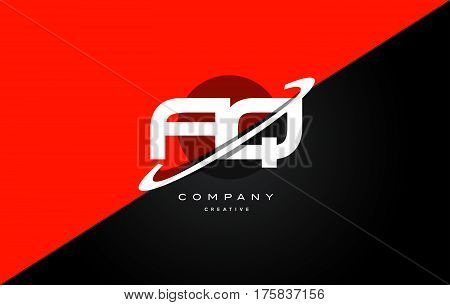 Aq A Q  Red Black Technology Alphabet Company Letter Logo Icon