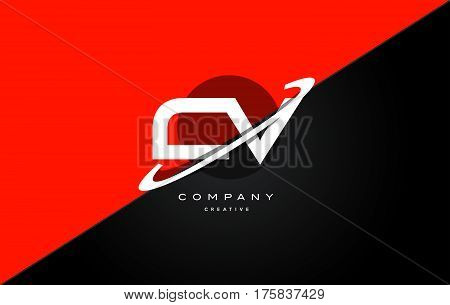 Cv C V  Red Black Technology Alphabet Company Letter Logo Icon