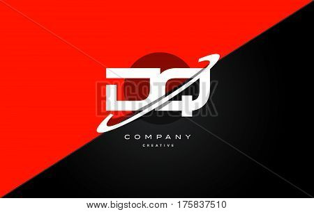 Dq D Q  Red Black Technology Alphabet Company Letter Logo Icon