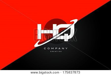 Hq H Q  Red Black Technology Alphabet Company Letter Logo Icon