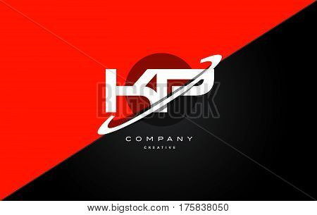 Kp K P  Red Black Technology Alphabet Company Letter Logo Icon