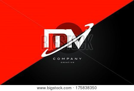 Mv M V  Red Black Technology Alphabet Company Letter Logo Icon