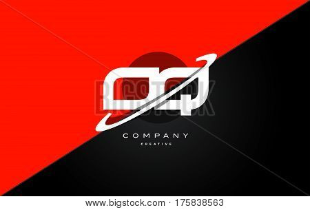 Oq O Q  Red Black Technology Alphabet Company Letter Logo Icon