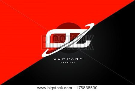Oz O Z  Red Black Technology Alphabet Company Letter Logo Icon