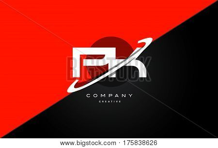 Pk P K  Red Black Technology Alphabet Company Letter Logo Icon