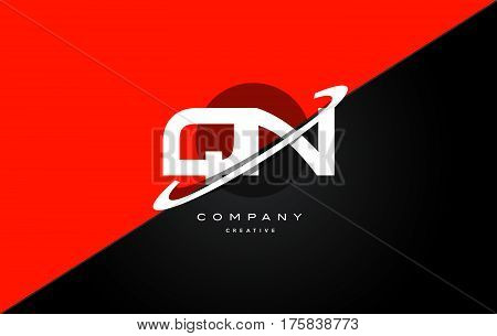 Qn Q N  Red Black Technology Alphabet Company Letter Logo Icon
