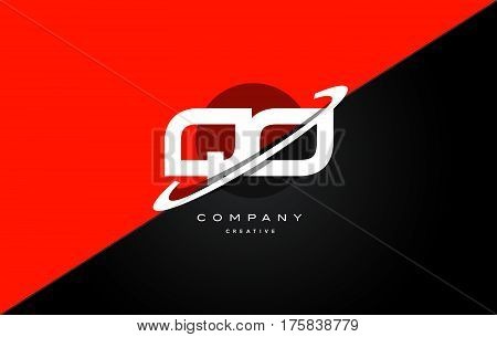 Qo Q O  Red Black Technology Alphabet Company Letter Logo Icon