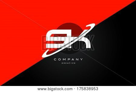 Sk S K  Red Black Technology Alphabet Company Letter Logo Icon