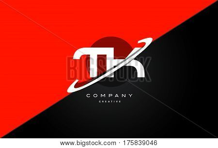 Tk T K  Red Black Technology Alphabet Company Letter Logo Icon