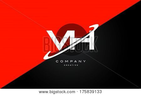 Vh V H  Red Black Technology Alphabet Company Letter Logo Icon