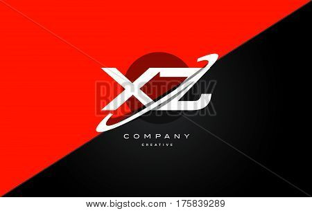 Xz X Z  Red Black Technology Alphabet Company Letter Logo Icon