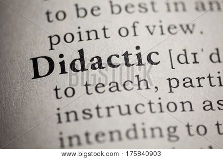 Fake Dictionary Dictionary definition of the word didactic.