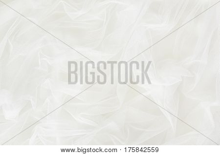 Closeup of white tulle drapery for background