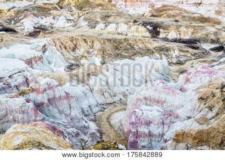 clay and sandstone erosion geological formations in Paint Mine Interpretive Park at Calhan near Colorado Springs, Colorado