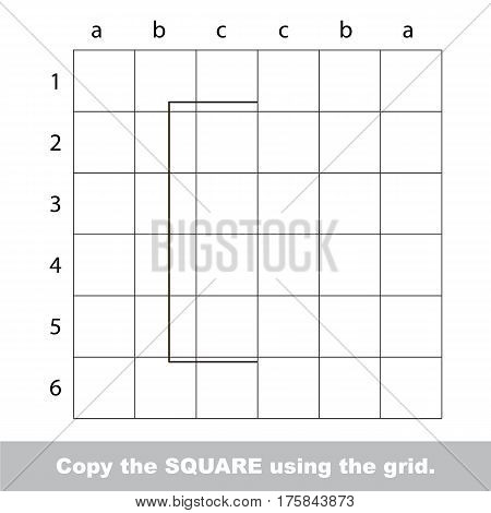 Finish the simmetry picture using grid sells, vector kid educational game for preschool kids, the drawing tutorial with easy game level for half of Square.
