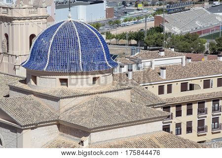 foreground of san bartolome church dome in the city of Petrer province of alicante spain