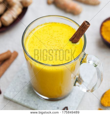 Turmeric Drink, Latte, Tea, Milk With Cinnamon.