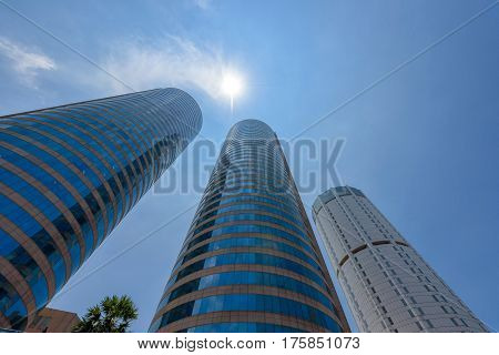 COLOMBO SRI LANKA - MARCH 24 2016: World Trade Center and Bank of Ceylon buildings are the tall building in Colombo Colombo is prime business and office space of Sri Lanka.