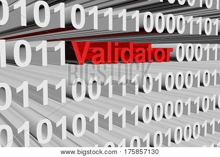 validator in the form of binary code, 3D illustration