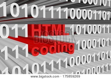 html coding is presented in the form of binary code 3d illustration