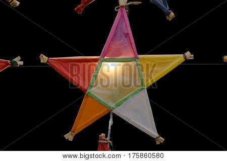 Multi colored star lamps and background colour